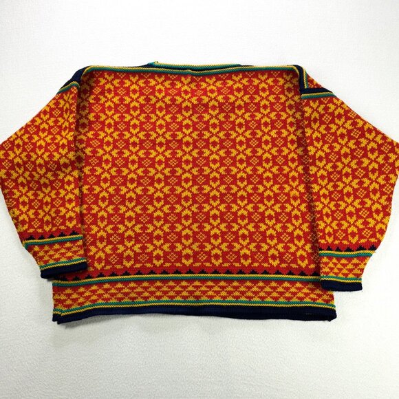 Vintage Lands End Sweater Womens M Wool Geometric Nordic Knit Norway Boxy Fit - Picture 5 of 7